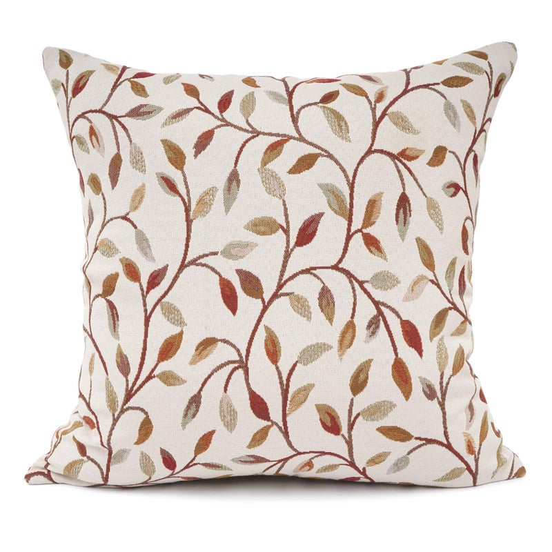 YOUR SMILE Classical Embroidery Jacquard Beige Leaf Pattern Square Decorative Throw Pillow Case Cushion Cover 18 x 18 inch - Image 1